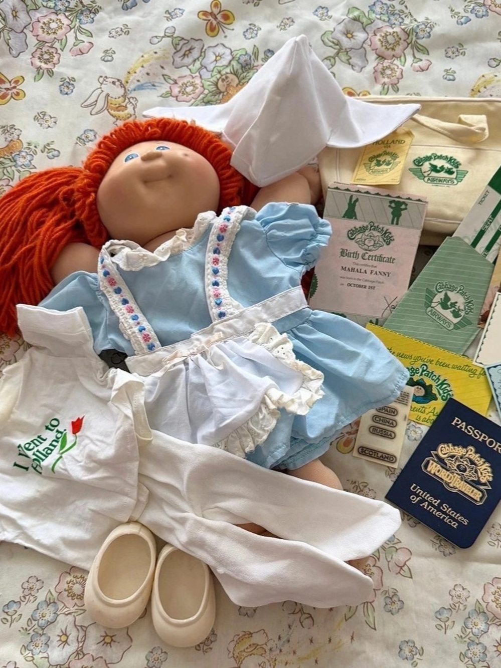 Cabbage Patch Kids World Traveller Holland Girl 1985 ALL Papers/Passport/Ticket